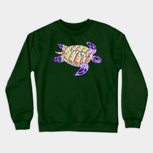 purple kawaii mexican caribbean carey turtle tortoise in ecopop floral wallpaper Crewneck Sweatshirt